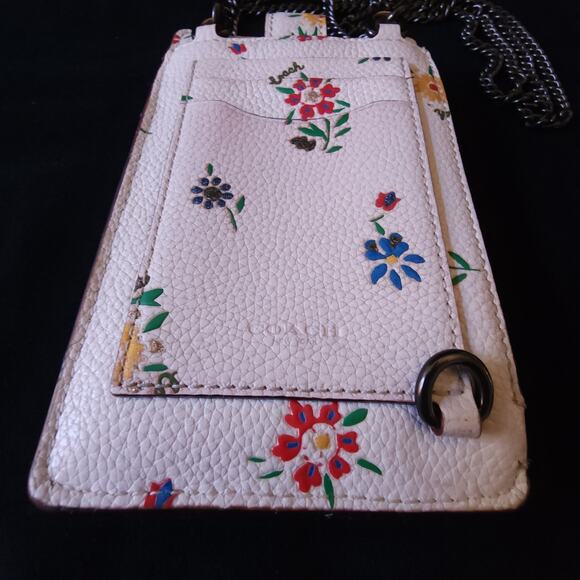 Coach 809 Turnlock Chain Phone Crossbody w/ Wildflower Print White Wallet Purse - Picture 8 of 9